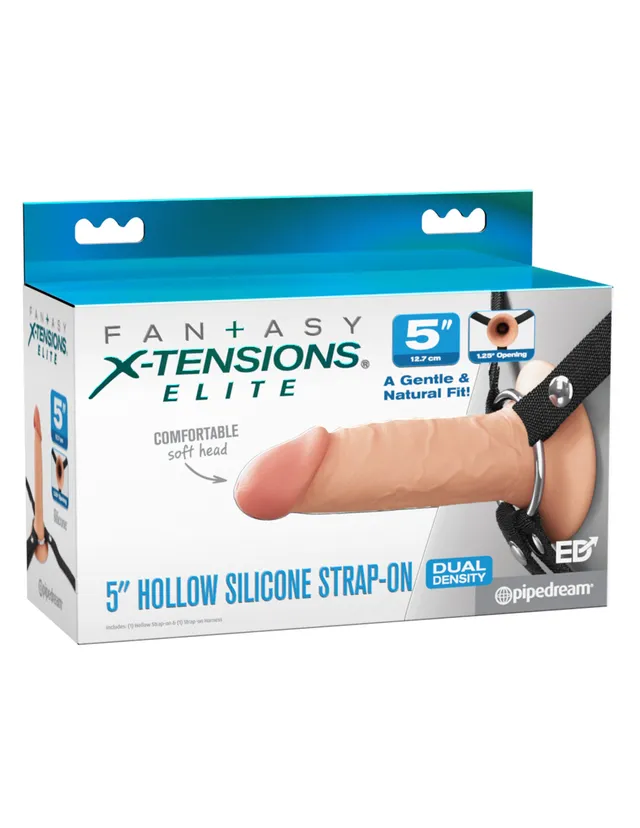 fantasy-x-tensions-elite-5-hollow-silicone-strap-on-dildo-light image 1