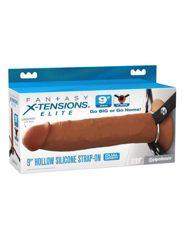 fantasy-x-tensions-elite-9-hollow-silicone-strap-on-braun image 1